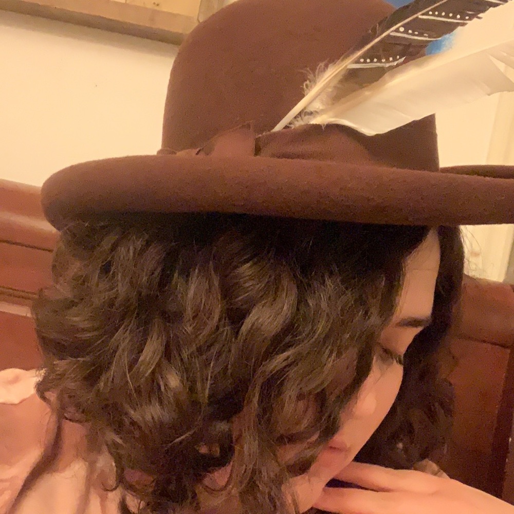 Vintage Wool Bow Painted Feather Hat - Picture 7 of 7